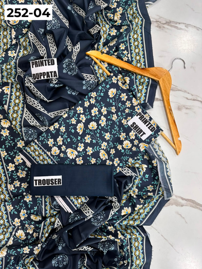 VOL 252 | DS 04 | Mirha LAWN | DIGITAL PRINTED LAWN 3PC PRINTED LAWN SHIRT PLAIN TROUSER PRINTED LAWN DUPATTA