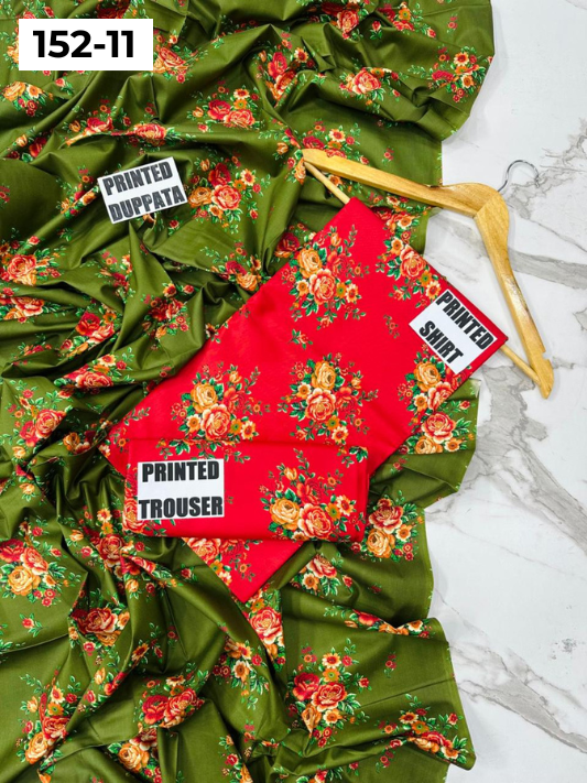 VOL 152 | DS 11 | DIGITAL PRINTED LINEN 3PC LINEN DUPATTA