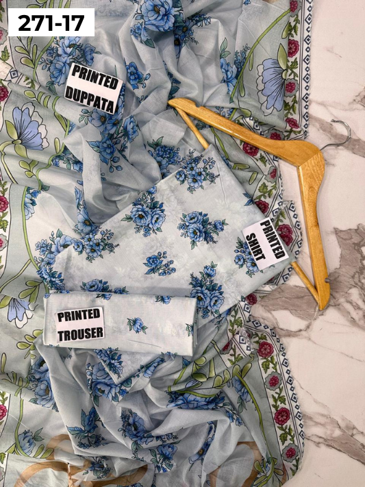 VOL 271 | DS 17 | Sana safinaz | DIGITAL PRINTED 3PC LAWN SHIRT, PRINTED TROUSER, PRINTED VOIL DUPATTA