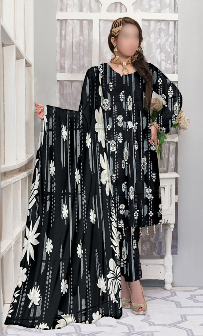 VOL 142 | DS 14 | DIGITAL PRINTED LAWN 3PC VOIL LAWN DUPATTA
