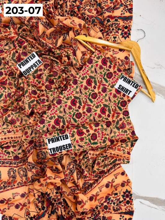 VOL 203 | DS 07 | DIGITAL PRINTED BANADORA LAWN 3PC VOIL LAWN DUPATTA
