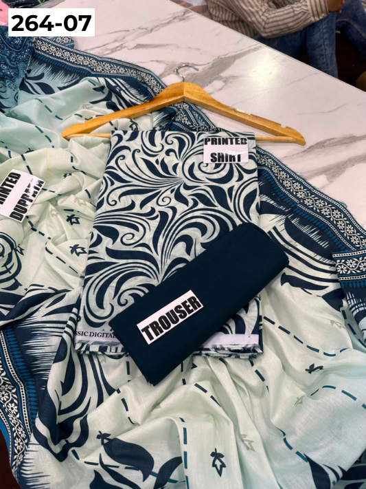 VOL 264 | DS 07 | Mirha LAWN | DIGITAL PRINTED LAWN 3PC PRINTED LAWN SHIRT PLAIN TROUSER PRINTED LAWN DUPATTA
