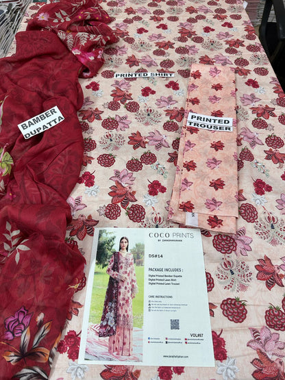 VOL 87 | DS 14 | DIGITAL PRINTED LAWN 3PC BEMBER DUPATTA