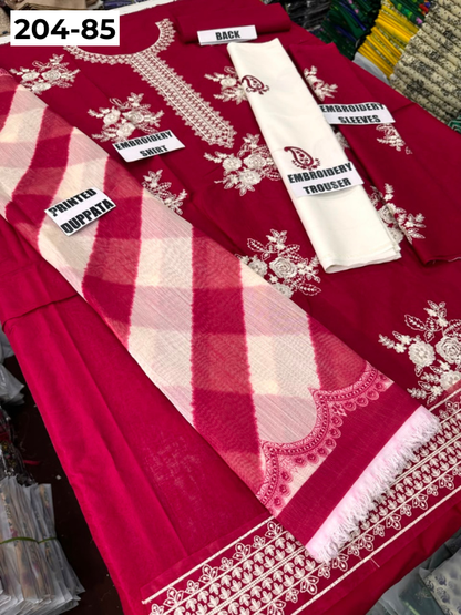 Vol 204 | DS 85 | LAWN EMBROIDERED THREE PIECE COLLECTION