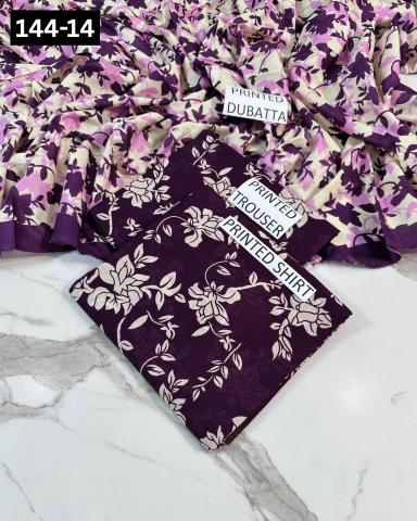 VOL 144 | DS 14 | DIGITAL PRINTED LAWN 3PC VOIL LAWN DUPATTA