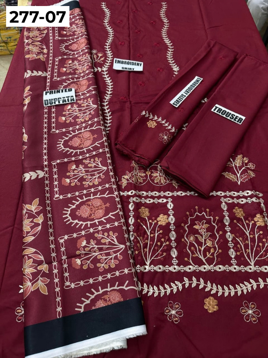 VOL 277 | DS 07 | DHANAK EMBROIDERED WOOL SHAWL 3PC