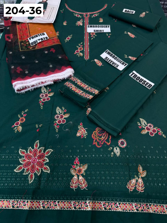 Vol 204 | DS 36 | LAWN EMBROIDERED THREE PIECE COLLECTION