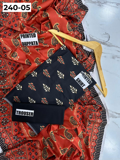 VOL 240 | DS 05 | Mirha LAWN |  DIGITAL PRINTED LAWN 3PC PRINTED LAWN SHIRT PLAIN TROUSER PRINTED LAWN DUPATTA