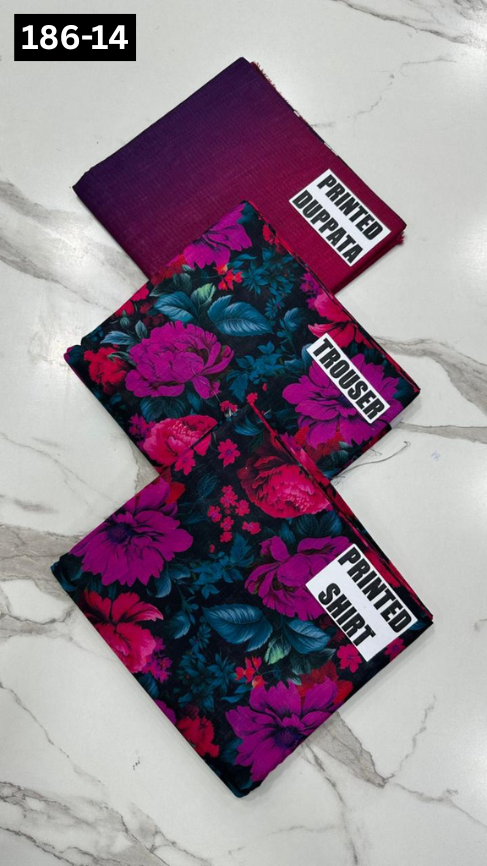 VOL 186 | DS 14 | DIGITAL PRINTED KHADDAR 3PC KHADDAR DUPATTA