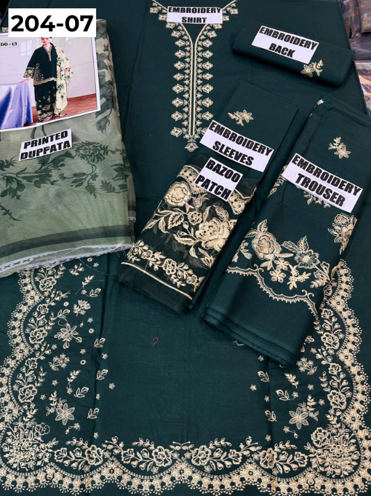 Vol 204 | DS 07 | LAWN EMBROIDERED THREE PIECE COLLECTION