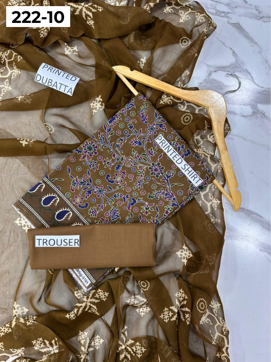VOL 222 | DS 10 | BEECHTREE LAWN | DIGITAL PRINTED BANADORA LAWN SHIRT PLAIN TROUSER BAMBER CHIFFON DUPATTA