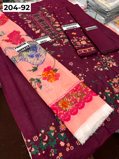 Vol 204 | DS 92 | LAWN EMBROIDERED THREE PIECE COLLECTION