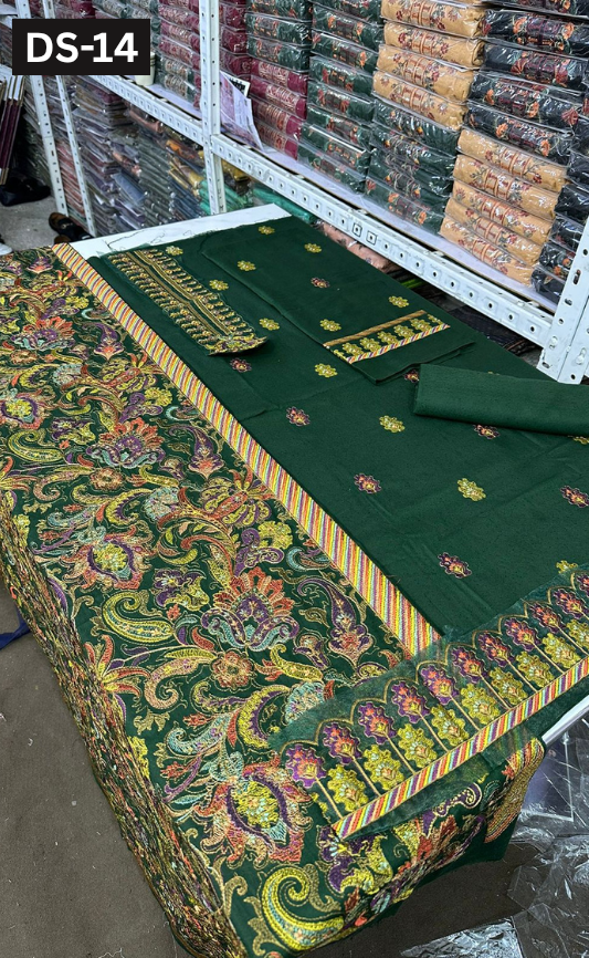 BAREEZE KARANDI | DS 14 | KARANDI EMBROIDERED 3PC WITH EMBROIDERED SHAWL