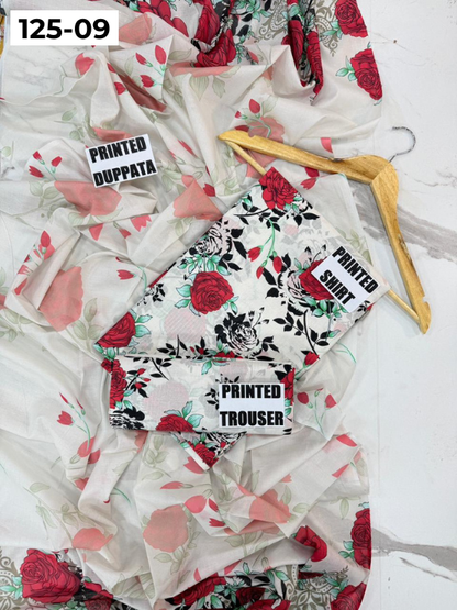 VOL 125 | DS 09 | DIGITAL PRINTED BANADORA LAWN 3PC VOIL LAWN DUPATTA