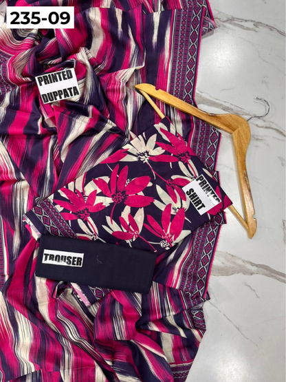 VOL 235 | DS 09 | Mirha LAWN |  DIGITAL PRINTED LAWN 3PC PRINTED LAWN SHIRT PLAIN TROUSER PRINTED LAWN DUPATTA