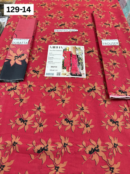 VOL 129 | DS 14 | DIGITAL PRINTED BANADORA LAWN 3PC VOIL LAWN DUPATTA