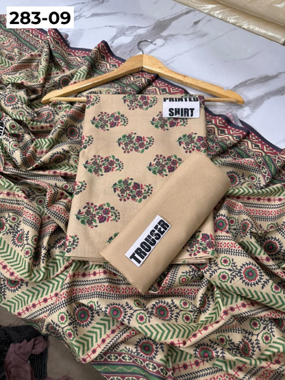 VOL 283 | DS 09 | PREMIUM DHANAK WINTER COLLECTON - DIGITAL PRINTED 3 PIECE SUIT
