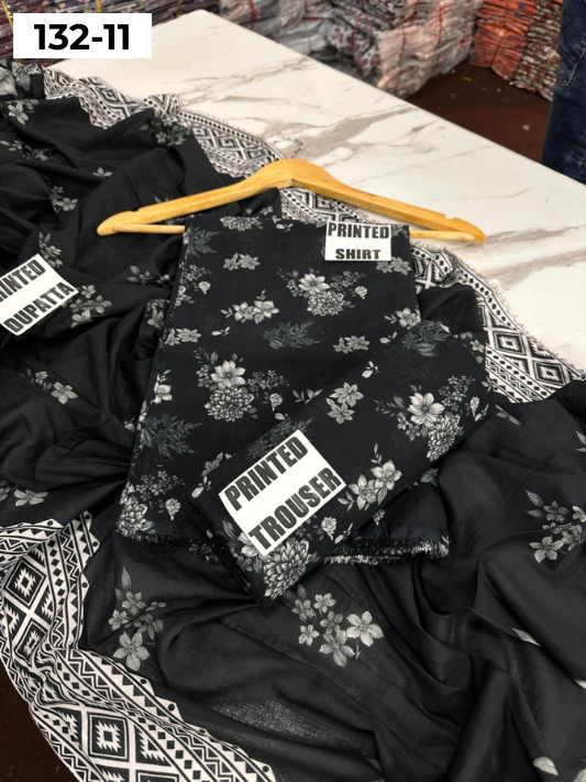 VOL 132 | DS 11 | DIGITAL PRINTED BANADORA LAWN 3PC VOIL LAWN DUPATTA