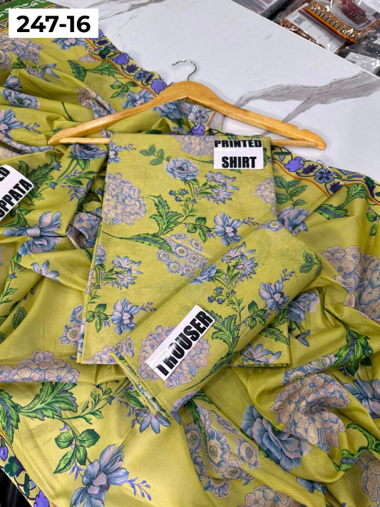 VOL 247 | DS 16 | DIGITAL PRINTED LAWN THREE PIECES VOIL LAWN DUPATTA