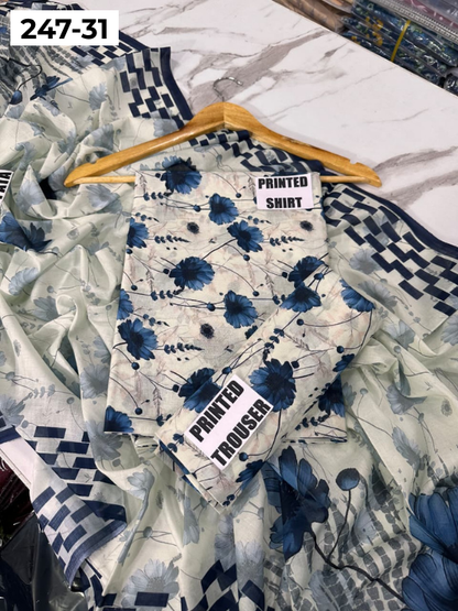 VOL 247 | DS 31 | DIGITAL PRINTED LAWN THREE PIECES VOIL LAWN DUPATTA