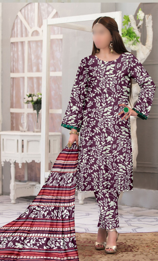 VOL 142 | DS 15 | DIGITAL PRINTED LAWN 3PC VOIL LAWN DUPATTA
