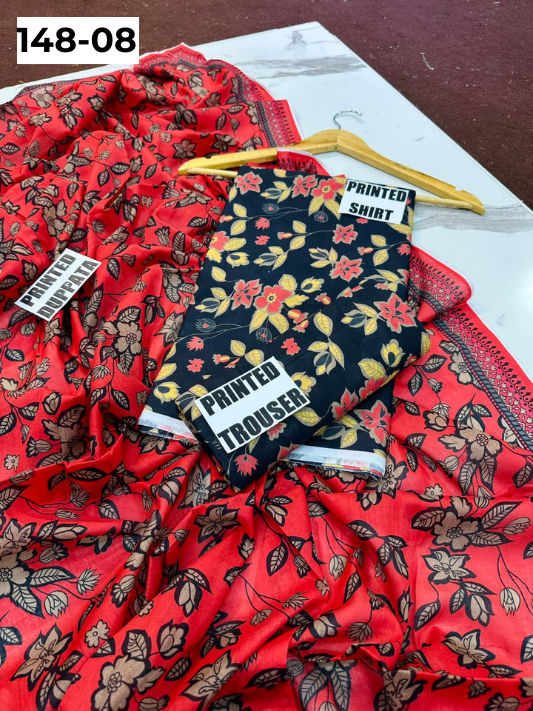 VOL 148 | DS 08 | DIGITAL PRINTED LAWN 3PC VOIL LAWN DUPATTA