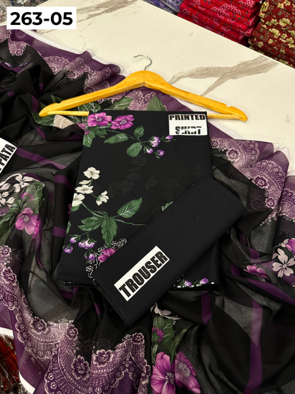 VOL 263 | DS 05 | RIWAYAT By SHANAYA | DIGITAL PRINTED 3PC LAWN SHIRT, DYED TROUSER, PRINTED VOIL DUPATTA