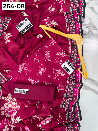 VOL 264 | DS 08 | Mirha LAWN | DIGITAL PRINTED LAWN 3PC PRINTED LAWN SHIRT PLAIN TROUSER PRINTED LAWN DUPATTA
