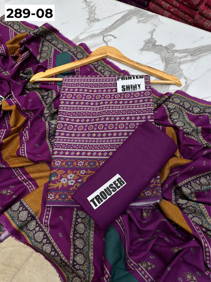 VOL 289 | DS 08 | PREMIUM DHANAK WINTER COLLECTON - DIGITAL PRINTED 3 PIECE SUIT | Printed Allover Shirt | Plain Dyed Matching Trouser | Printed Dupatta