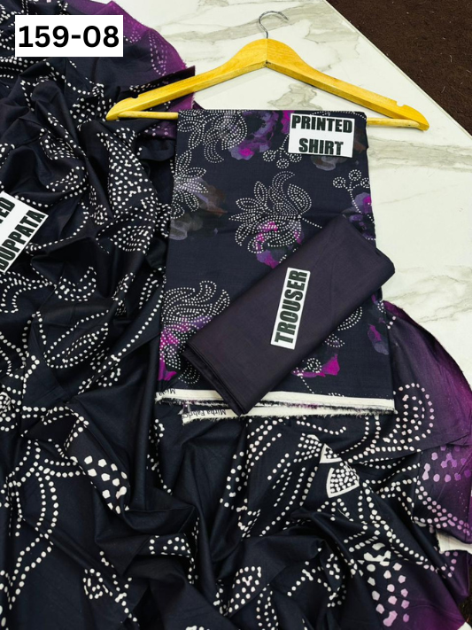 VOL 159 | DS 08 | DIGITAL PRINTED LINEN 3PC LINEN DUPATTA