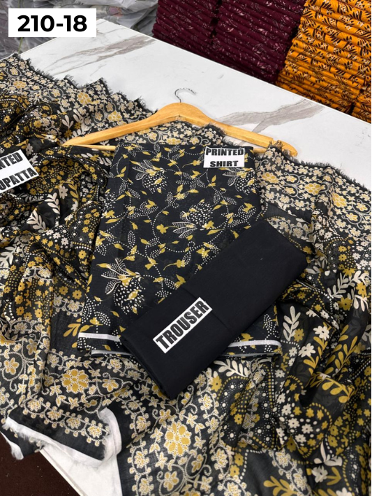 VOL 210 | DS 18 | SAPPHIRE LAWN 3PC DIGITAL PRINTED LAWN SHIRT VOIL LAWN DUPATTA DYED TROUSER