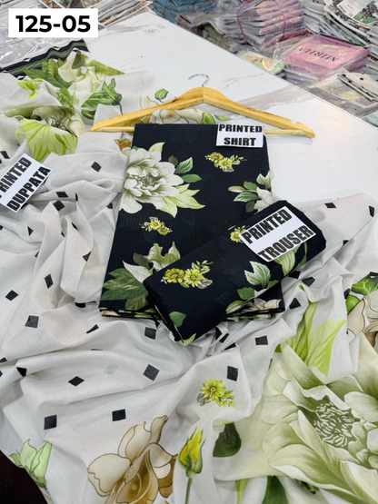VOL 125 | DS 05 | DIGITAL PRINTED BANADORA LAWN 3PC VOIL LAWN DUPATTA