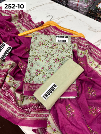 VOL 252 | DS 10 | Mirha LAWN | DIGITAL PRINTED LAWN 3PC PRINTED LAWN SHIRT PLAIN TROUSER PRINTED LAWN DUPATTA