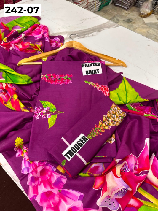 VOL 242 | DS 07 | MARIA B LAWN | 3PC DIGITAL PRINTED LAWN SHIRT, PRINTED TROUSER, PRINTED VOIL DUPATTA