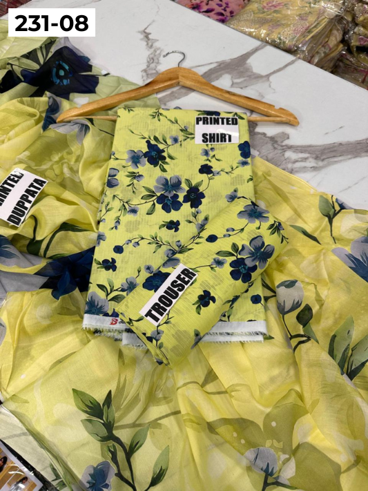 VOL 231 | DS 08 | Baroque LAWN |  DIGITAL PRINTED LAWN THREE PIECES BANADORA LAWN SHIRT VOIL LAWN DUPATTA