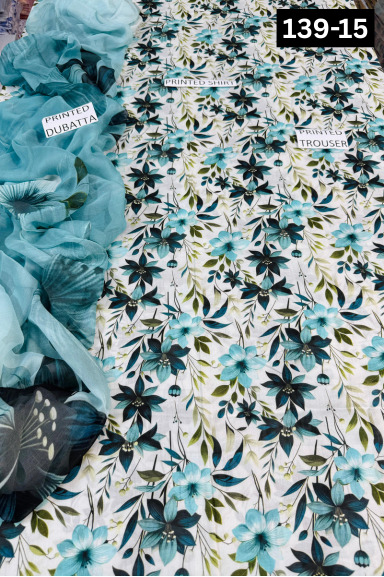 VOL 139 | DS 15 | DIGITAL PRINTED LAWN 3PC BAMBER CHIFFON DUPATTA