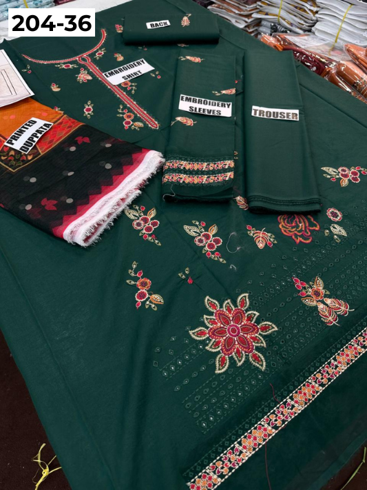 Vol 204 | DS 36 | LAWN EMBROIDERED THREE PIECE COLLECTION
