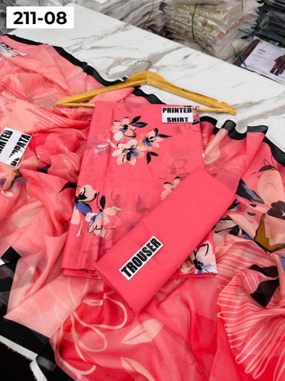 MADHAM BY LALA LAWN 3PC VOL 211 | DS 08 | DIGITAL PRINTED LAWN SHIRT VOIL LAWN DUPATTA DYED TROUSER