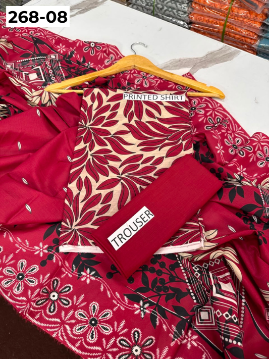 VOL 268 | DS 08 | Mirha LAWN |  DIGITAL PRINTED LAWN 3PC PRINTED LAWN SHIRT PLAIN TROUSER PRINTED LAWN DUPATTA