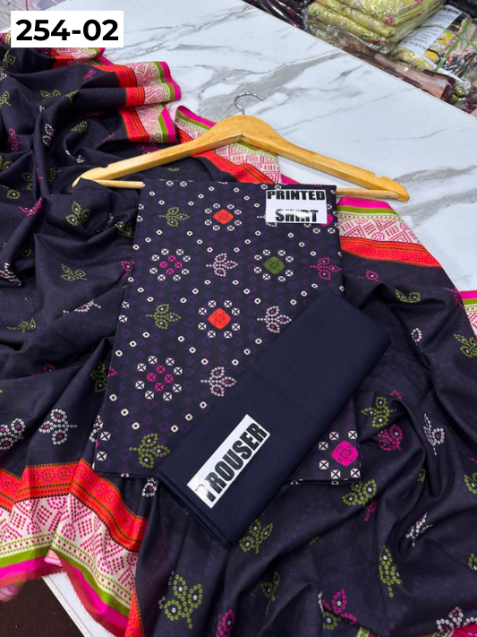 VOL 254 | DS 02 | Mirha LAWN | DIGITAL PRINTED LAWN 3PC PRINTED LAWN SHIRT PLAIN TROUSER PRINTED LAWN DUPATTA