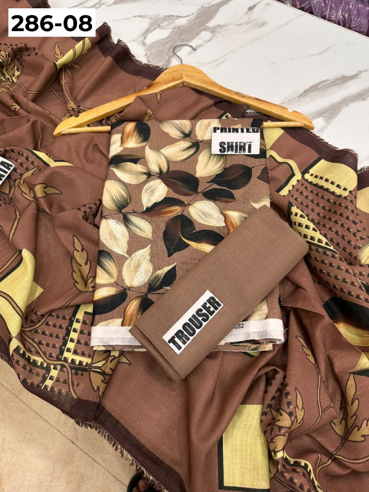 VOL 286 | 08 | BINSAEED | DIGITAL PRINTED 3PC KHADDAR SUIT | PRINTED SHIRT, TROUSER & DUPATTA