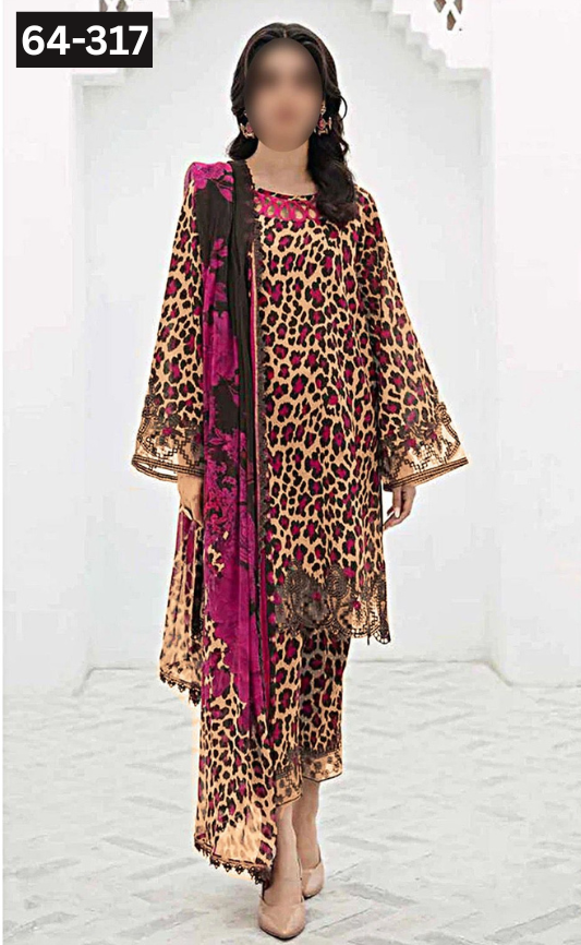 VOL 64 | DS C317 | DIGITAL PRINTED KHADDAR 3PC KHADDAR DUPATTA