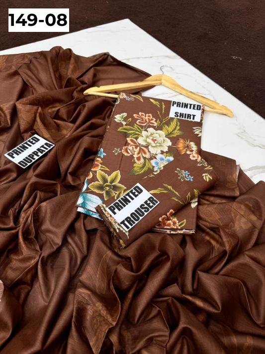 VOL 149 | DS 08 | DIGITAL PRINTED LAWN 3PC VOIL LAWN DUPATTA