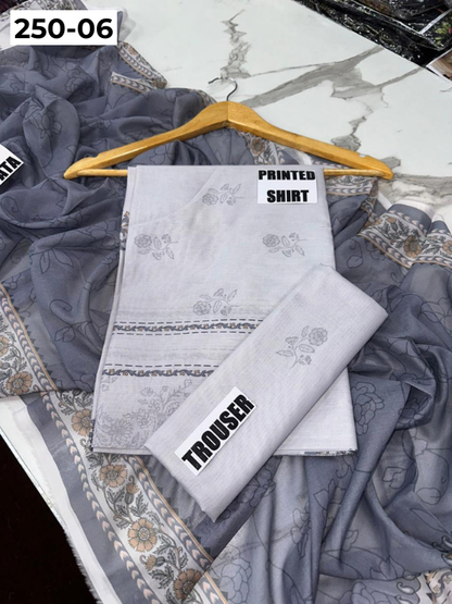 VOL 250 | DS 06 | Gulzeb | DIGITAL PRINTED 3PC LAWN SHIRT, PRINTED TROUSER, PRINTED VOIL DUPATTA