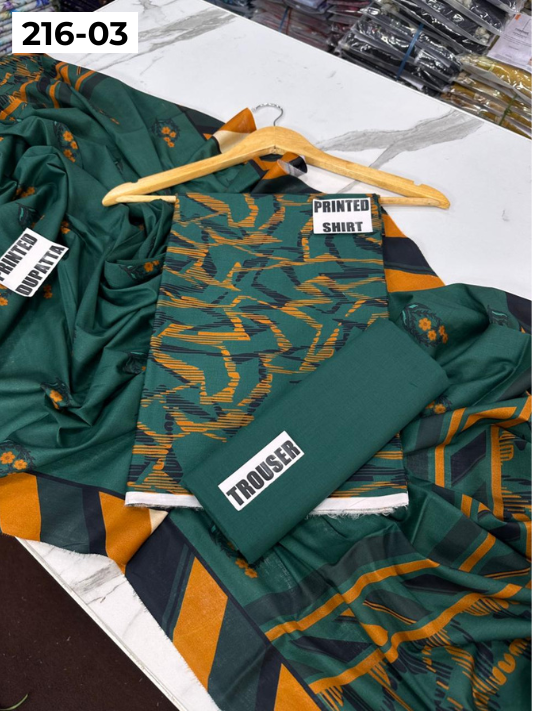 VOL 216 | DS 03 | Mirha LAWN 3PC | DIGITAL PRINTED LAWN SHIRT PLAIN TROUSER LAWN DUPATTA