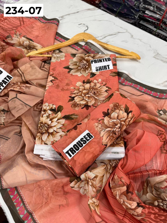 VOL 234 | DS 07 | Baroque | DIGITAL PRINTED LAWN THREE PIECES