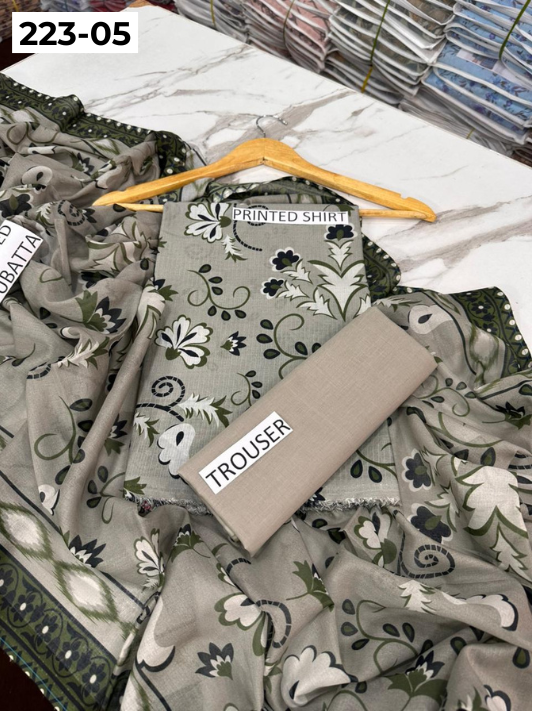 VOL 223 | DS 05 | SAPPHIRE LAWN | DIGITAL PRINTED BANADORA LAWN SHIRT PLAIN TROUSER VOIL LAWN DUPATTA