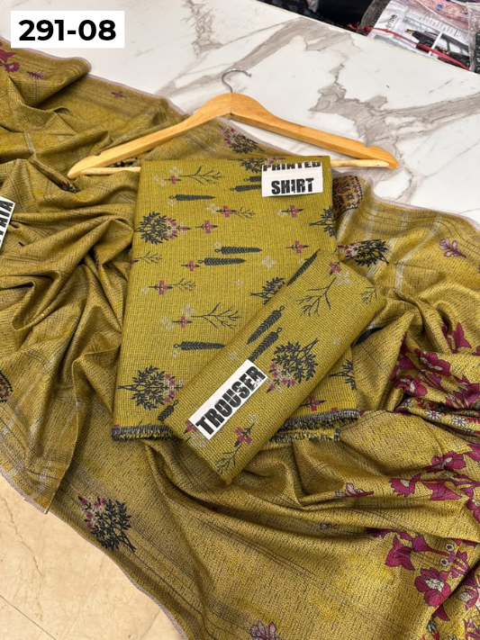 VOL 291 | DS 08 | PREMIUM CORDUROY DHANAK WINTER COLLECTON - DIGITAL PRINTED 3 PIECE SUIT | PRINTED ALLOVER SHIRT & TROUSER | PRINTED DUPATTA