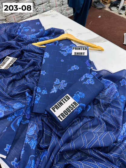 VOL 203 | DS 08 | DIGITAL PRINTED BANADORA LAWN 3PC VOIL LAWN DUPATTA