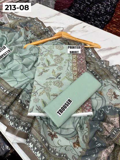 VOL 213 | DS 08 | SHANAYA LAWN DIGITAL PRINTED LAWN SHIRT PLAIN TROUSER VOIL LAWN DUPATTA